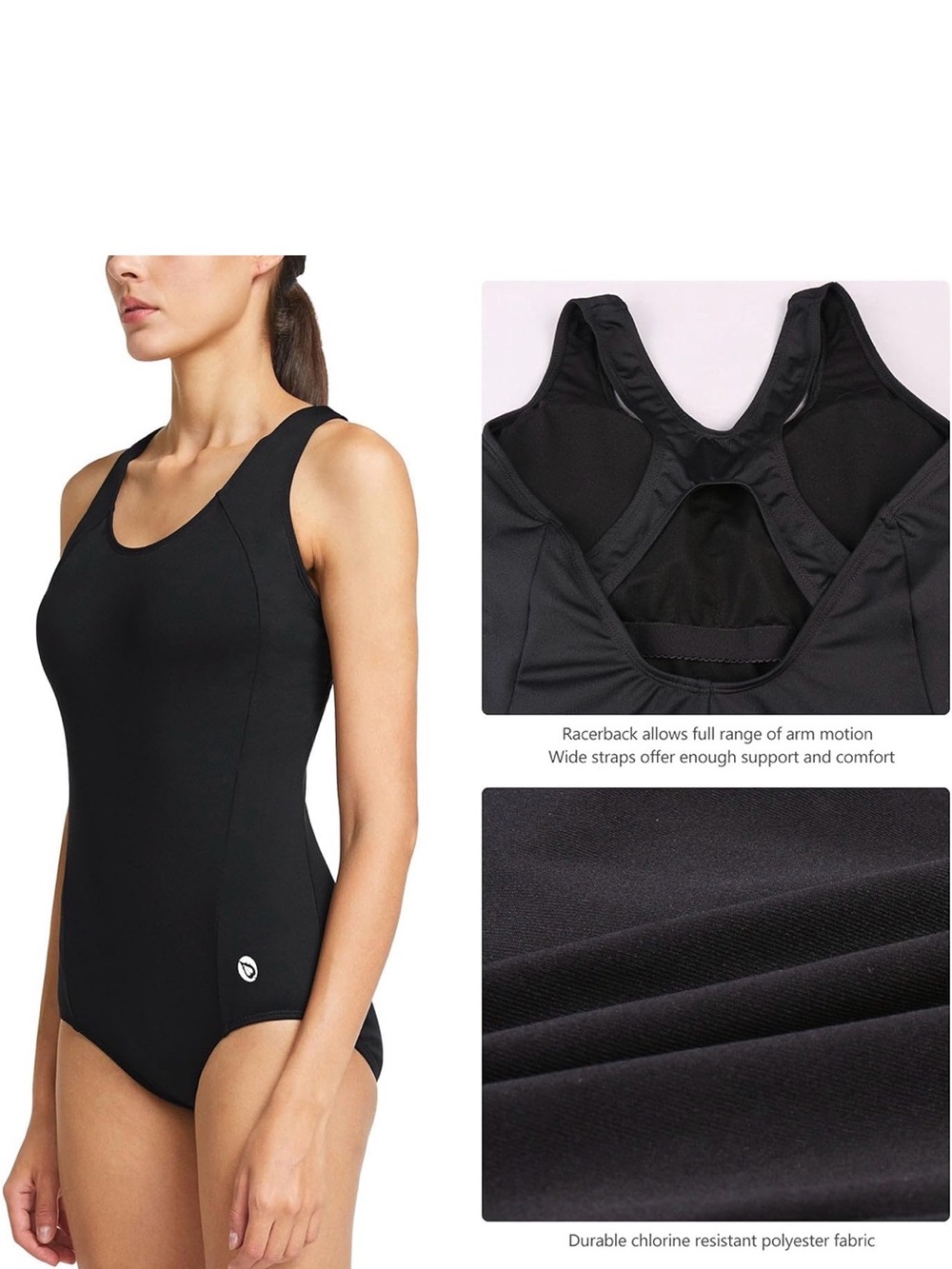 Classic Black Racerback One-Piece Swimsuit
